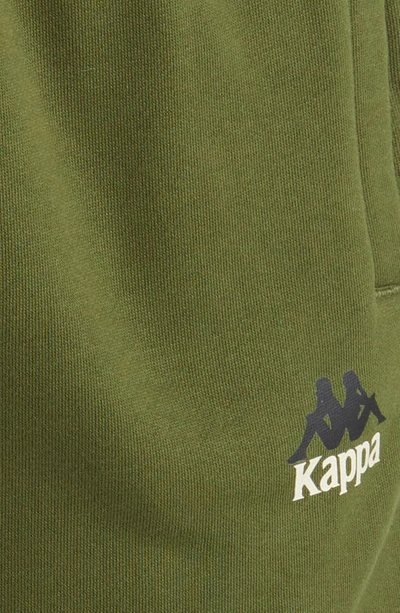 Shop Kappa 222 Banda Braxas Omini Logo Tape Brushed Fleece Joggers In Green Cypress