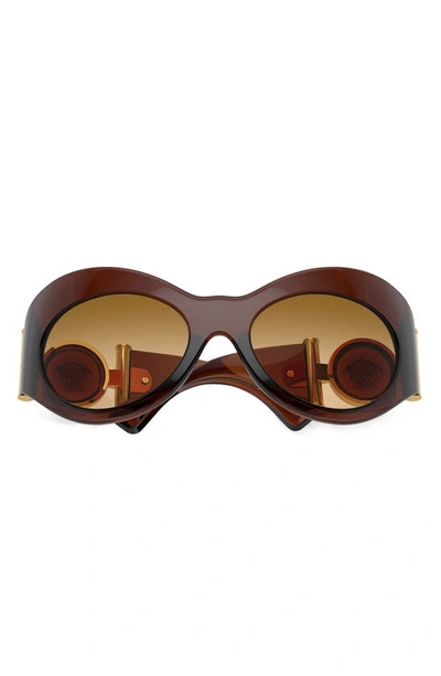 Shop Versace 58mm Irregular Sunglasses In Transparent Brown