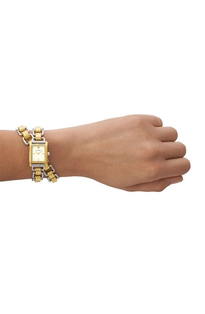 Shop Tory Burch The Eleanor Mini Bracelet Watch & Bracelet Set, 28mm In Two Tone