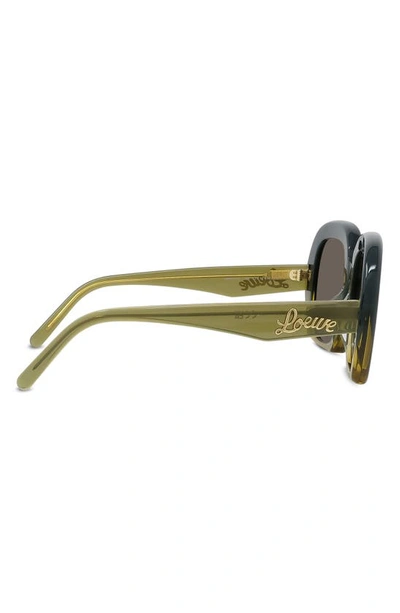 Shop Loewe Curvy 53mm Square Sunglasses In Shiny Dark Green / Brown