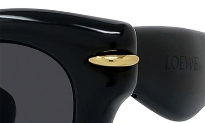 Shop Loewe Inflated Pantos 46mm Round Sunglasses In Shiny Black / Smoke