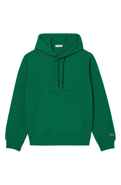 Shop Lacoste Relaxed Fit Logo Patch Hoodie In Roquette