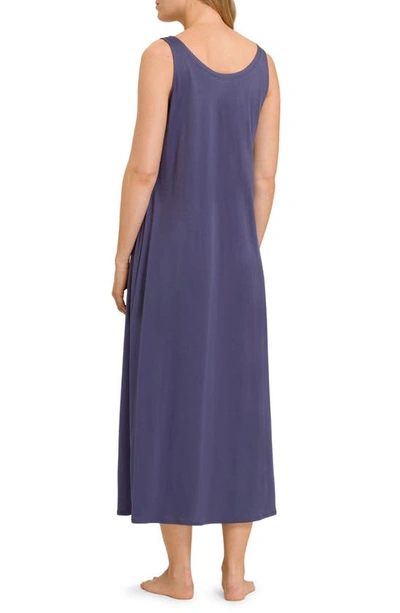 Shop Hanro Deluxe Mercerized Pima Cotton Nightgown In Nightshade