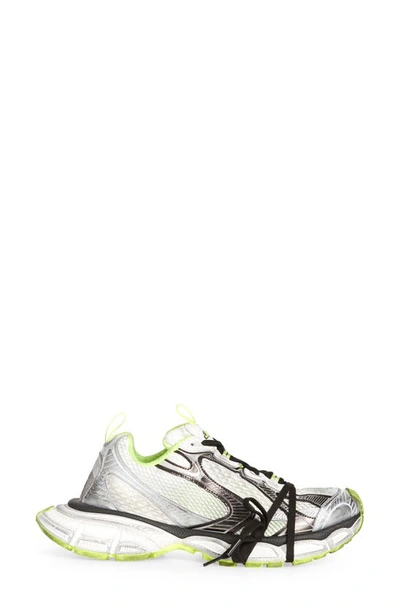 Balenciaga 3xl Distressed Mesh And Rubber Sneakers In White/ Black/ Fluo Yellow