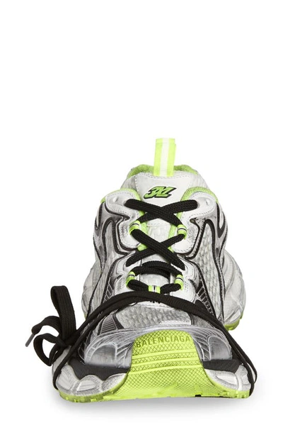 Balenciaga 3xl Distressed Mesh And Rubber Sneakers In White/ Black/ Fluo Yellow