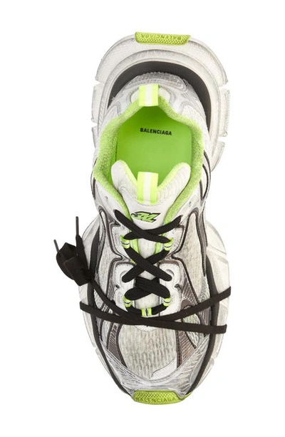 Balenciaga 3xl Distressed Mesh And Rubber Sneakers In White/ Black/ Fluo Yellow