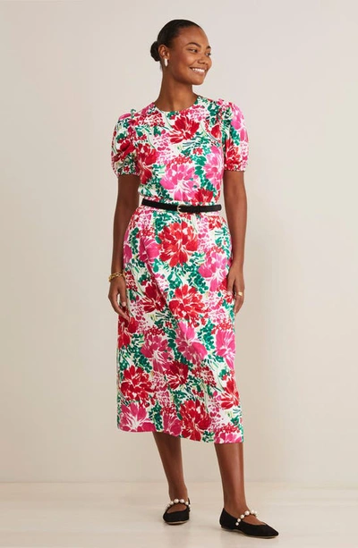 Vineyard Vines Brush Floral Print Puff Sleeve Top In Brush Floral - Marsh