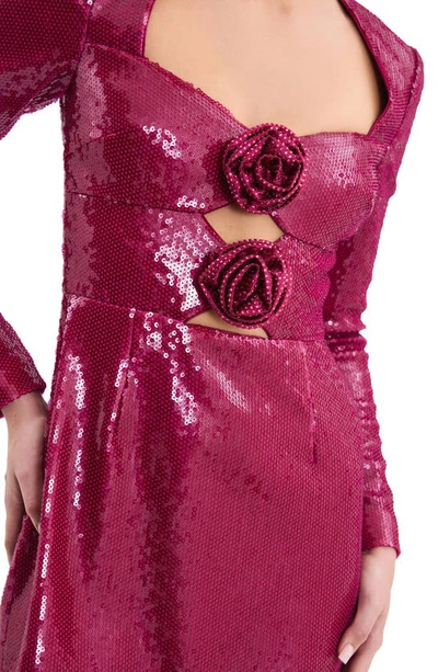 Shop Rebecca Vallance Courtney Sequin Long Sleeve Minidress In Medium Pink