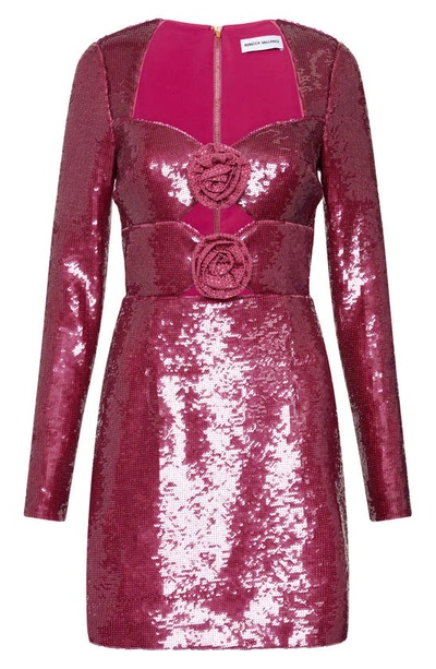 Shop Rebecca Vallance Courtney Sequin Long Sleeve Minidress In Medium Pink
