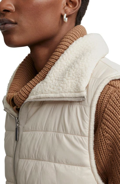 Varley Ellis Reversible Faux Shearling Lined Puffer Vest In Sandshell