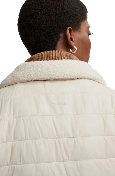 Varley Ellis Reversible Faux Shearling Lined Puffer Vest In Sandshell