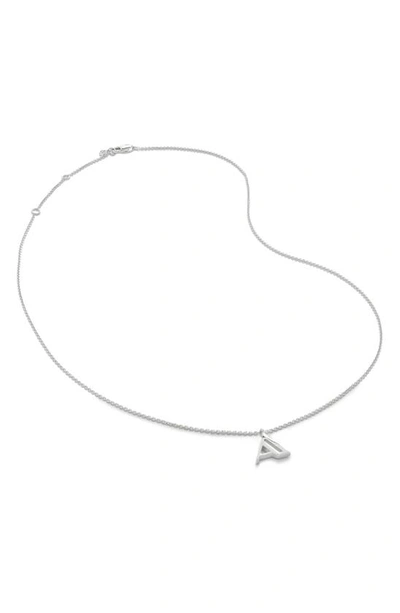 Shop Monica Vinader Initial Pendant Necklace In Sterling Silver - A