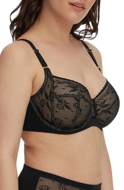 Shop Skarlett Blue Lacy Underwire Full Coverage Bra In Black