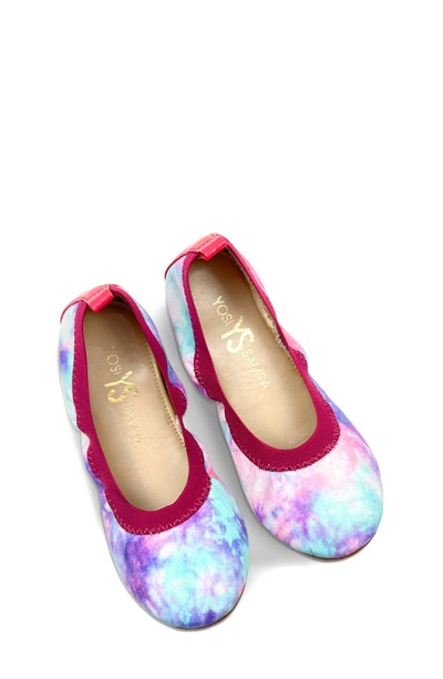 Shop Yosi Samra Kids' Miss Samara Tie Dye Ballet Flat In Pink Multi