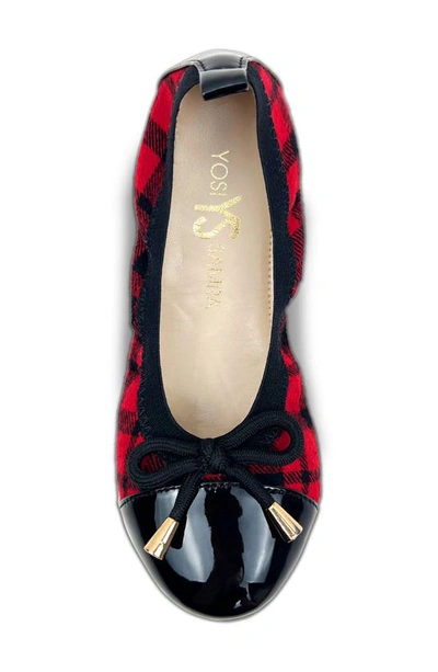 Shop Yosi Samra Kids' Miss Samantha Cap Toe Ballet Flat In Red Plaid