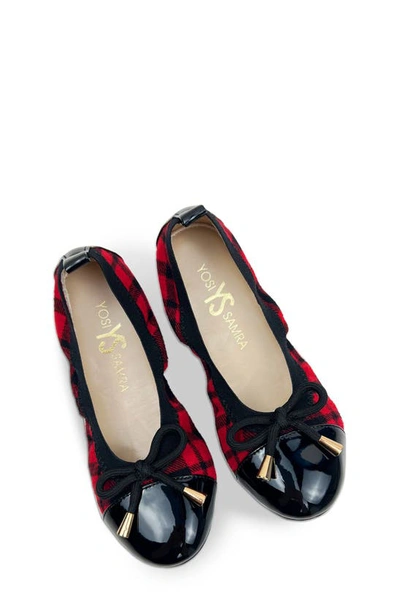 Shop Yosi Samra Kids' Miss Samantha Cap Toe Ballet Flat In Red Plaid