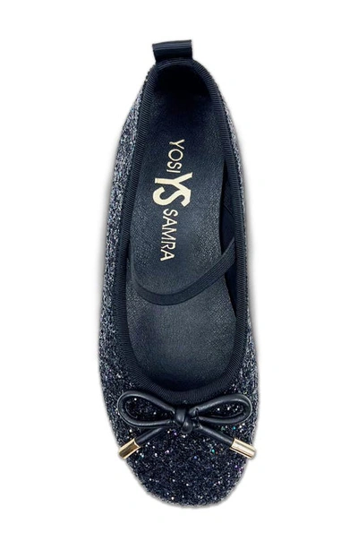 Shop Yosi Samra Kids' Miss Emma Glitter Flat In Black Glitter