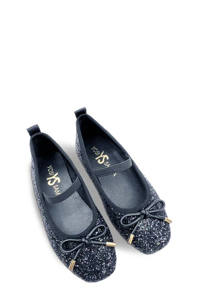 Shop Yosi Samra Kids' Miss Emma Glitter Flat In Black Glitter