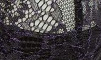 Shop Oh La La Cheri Demi Cutout Underwire Bra, G-string & Garter Belt Set In Black/ Heliotrope