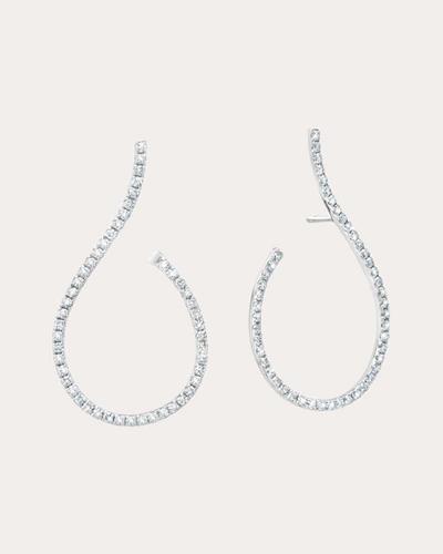 Shop Graziela Gems Women's Diamond & 18k White Gold Mega Swirl Drop Earrings In Silver