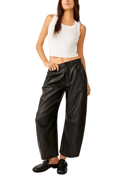 Shop Free People Good Luck Faux Leather Wide Leg Pants In Black