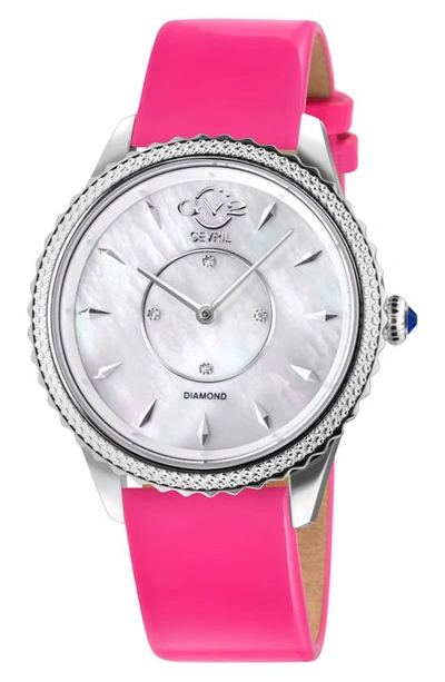 Shop Gv2 Siena Leather Strap Diamond Watch, 38mm In Pink