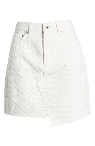 Shop Rag & Bone Kayla Eyelet Asymmetric Hem Denim Skirt In White Tweed