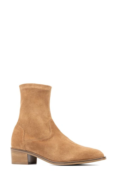 Aquatalia Renza Block Heel Zip Bootie In Whiskey