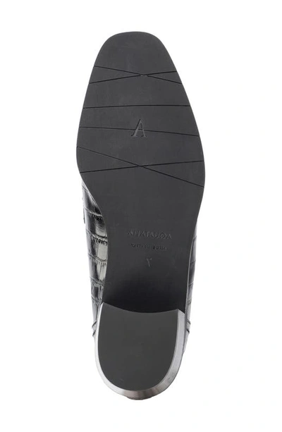 Shop Aquatalia Riya Croc Embossed Penny Loafer In Black