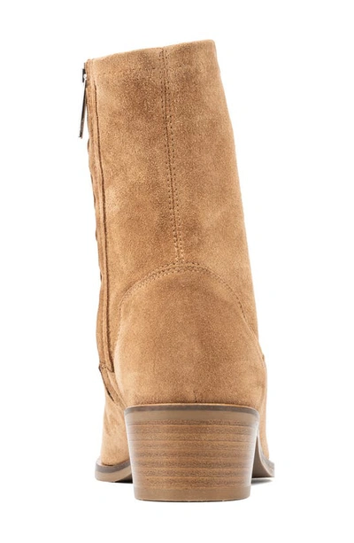 Aquatalia Renza Block Heel Zip Bootie In Whiskey