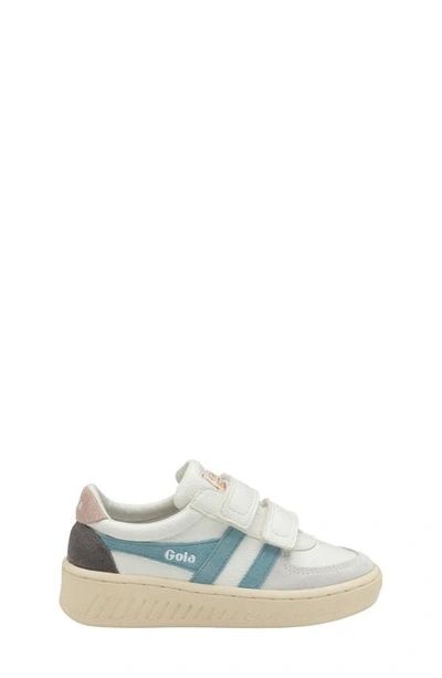 Shop Gola Kids' Grandslam Trident Strap Sneaker In White/ Powder Blue/ Blossom