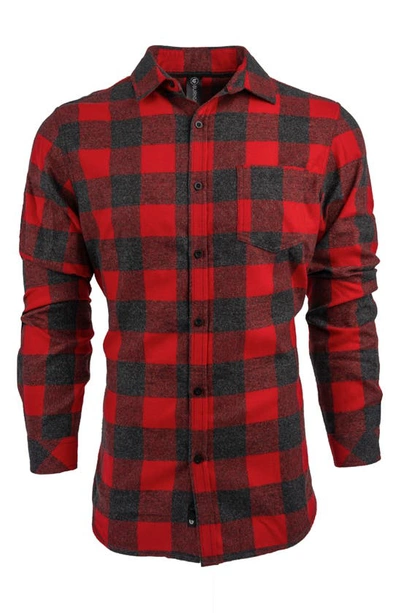 Shop Burnside Plaid Flannel Long Sleeve Button-up Shirt In Red/ Heather Black
