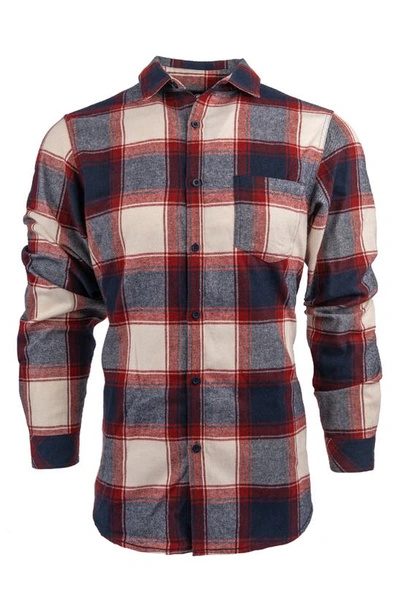 Shop Burnside Plaid Flannel Long Sleeve Button-up Shirt In Crimson/ Ecru