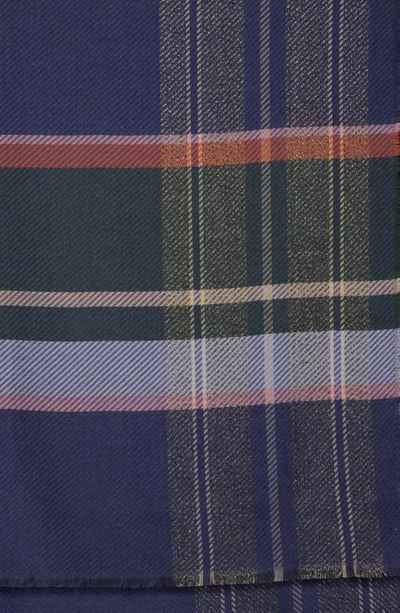 Vince Camuto Plaid Wrap Scarf In Navy Multi