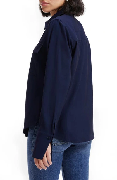 Good American Flap Pocket Button-up Shirt In Navy001