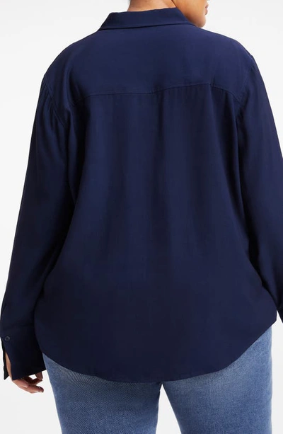 Good American Flap Pocket Button-up Shirt In Navy001