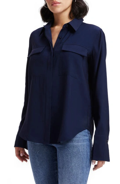 Good American Flap Pocket Button-up Shirt In Navy001