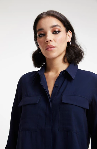 Good American Flap Pocket Button-up Shirt In Navy001