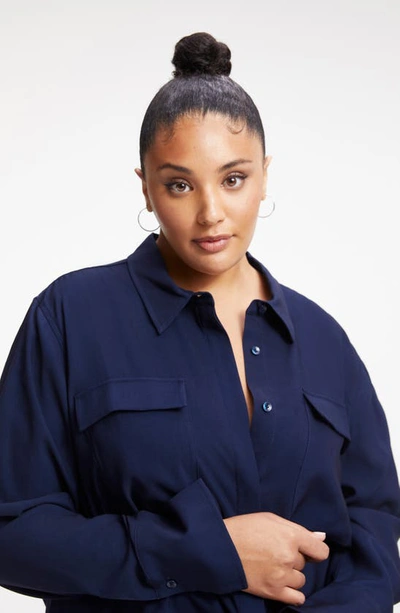 Good American Flap Pocket Button-up Shirt In Navy001