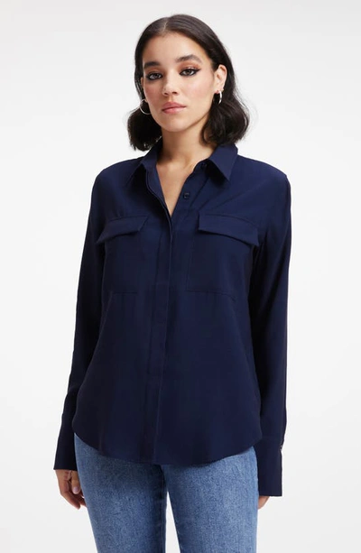 Good American Flap Pocket Button-up Shirt In Navy001