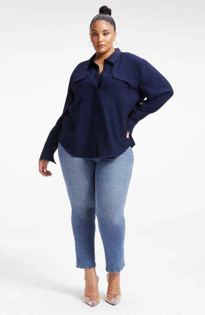 Good American Flap Pocket Button-up Shirt In Navy001