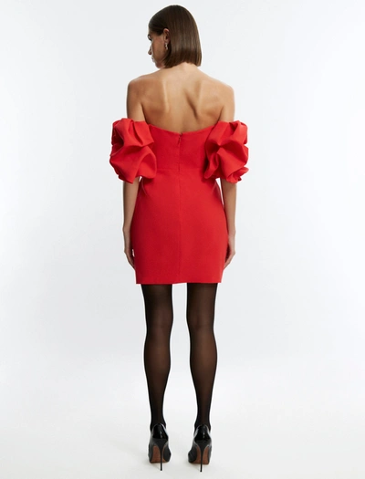Shop Bcbgmaxazria Bryony Off-the-shoulder Mini Dress In Rosso