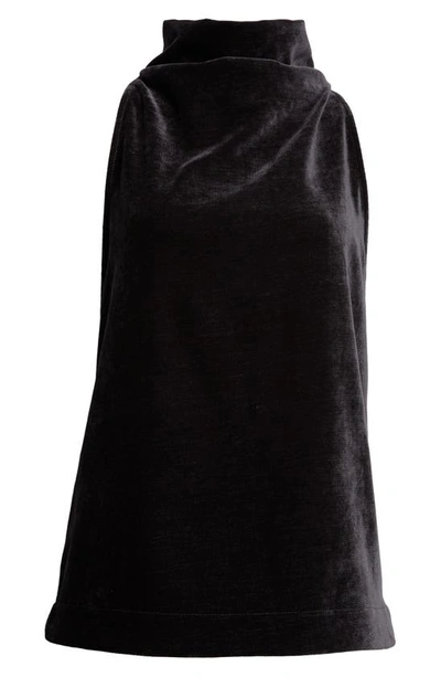 Shop Proenza Schouler Mila Mock Neck Sleeveless Velvet Top In Black