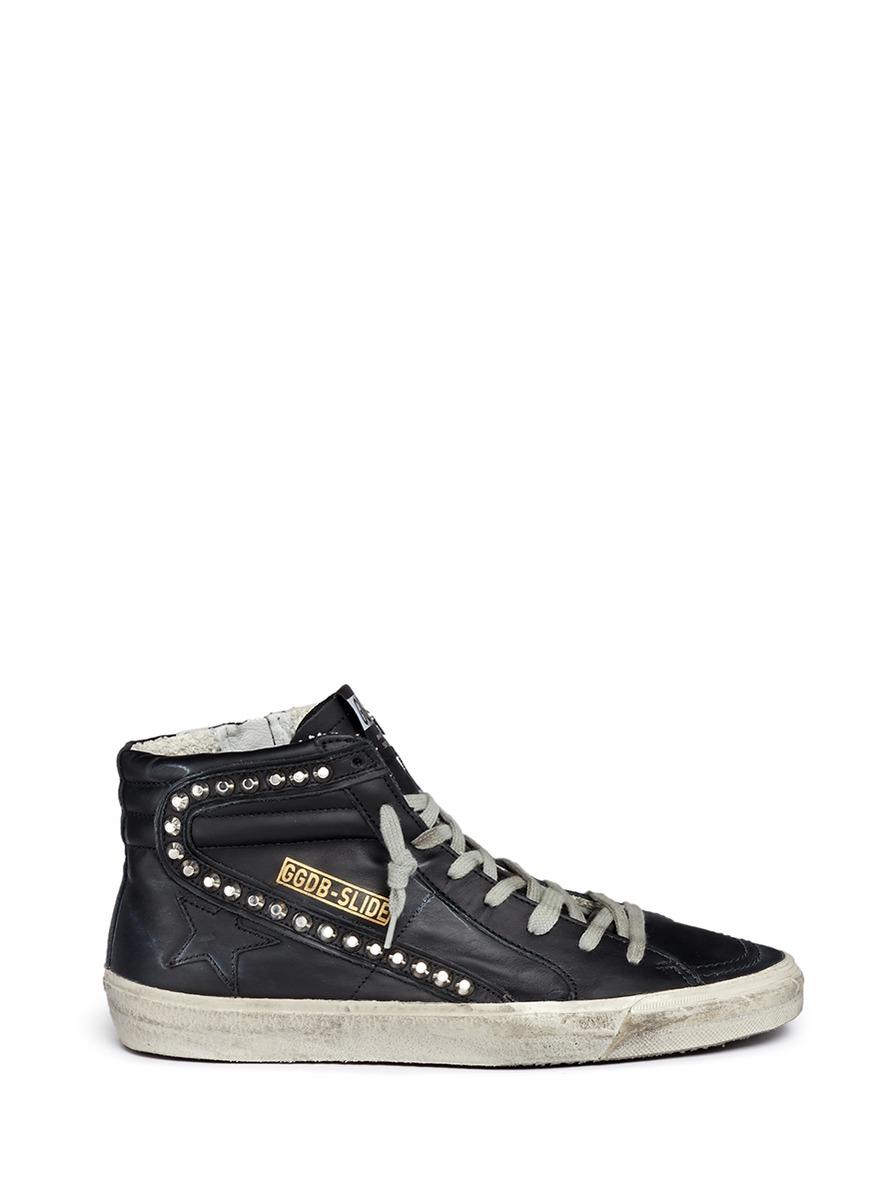 golden goose black high top with studs