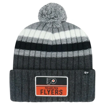 Shop 47 ' Gray Philadelphia Flyers Stack Patch Cuffed Knit Hat With Pom
