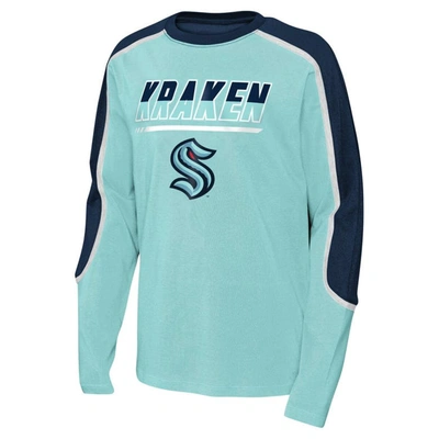 Shop Outerstuff Youth Light Blue/navy Seattle Kraken Pro Assist Long Sleeve T-shirt