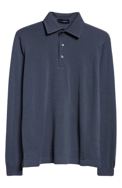 Shop Thom Sweeney Merino Wool Polo Sweater In Slate Blue