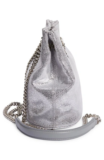 Shop Stella Mccartney Falabella Shaggy Deer Faux Leather Bucket Bag In Silver