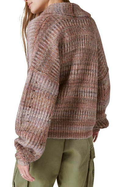 Shop Lucky Brand Toggle Front Stripe Cardigan In Taupe Multi