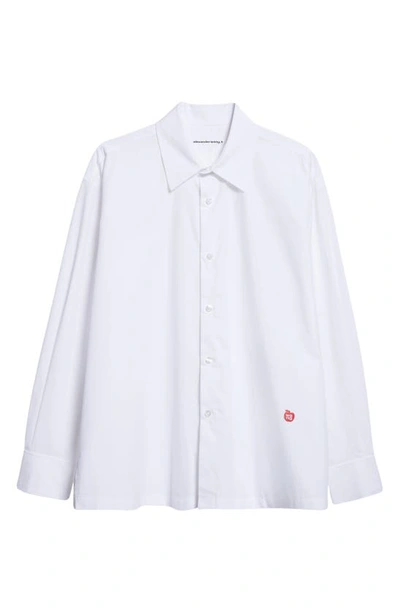 Shop Alexander Wang Apple Patch Cotton Button-up Shirt In White